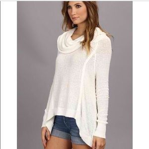 White Free People Cowl Neck Sweater